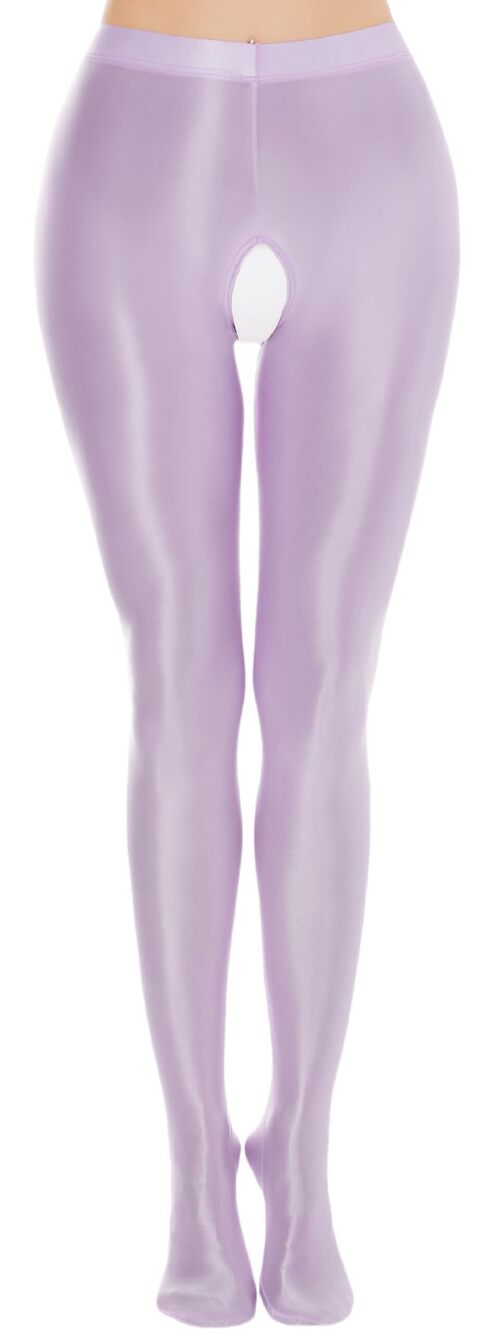 7074 Opaque Footed Lingerie Sexy Crotchless Panty Hose Seamless Oil Glossy